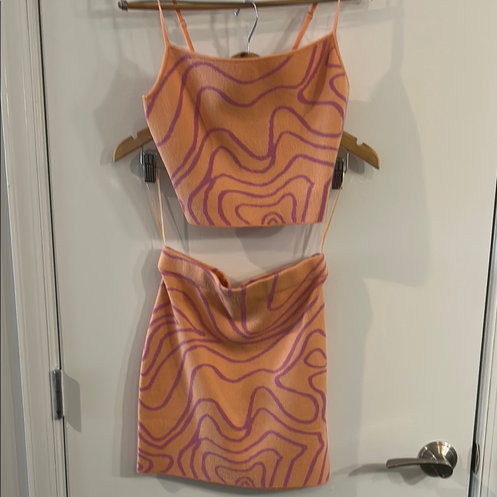 Blue Blush Orange Brown Mini Pencil Skirt Night Out